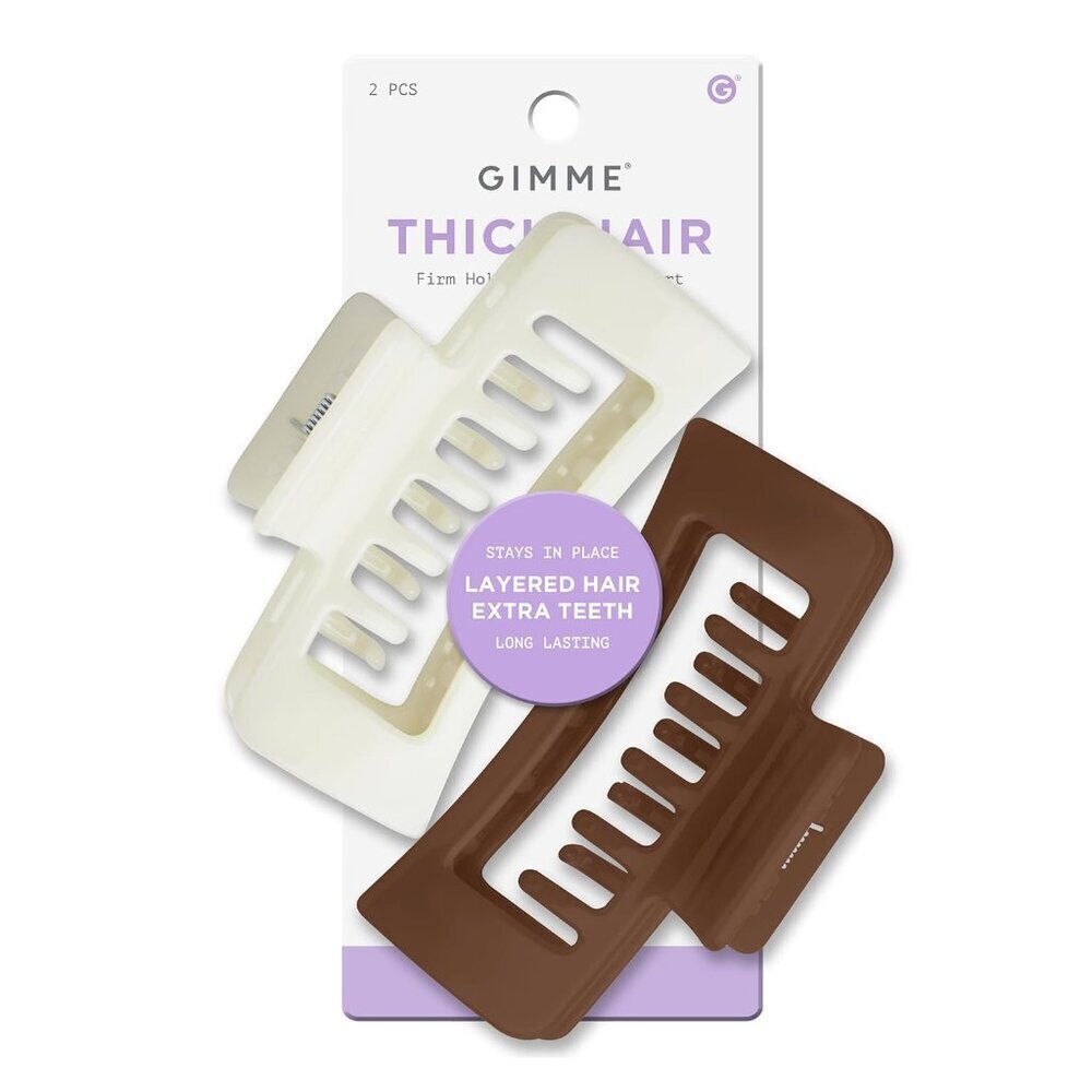 Large Non-Slip Claw Clips for Thick Hair - Stylish 2 Pack in Cream & Brown